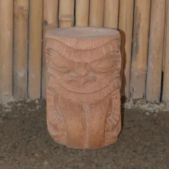 Tiki-Statue als Hocker - Polynesien-Stil. Aus Kokosnusspalme 30cm hoch. Ca. 18-28cm Durchmesser. Modell 21 - Zunge raus 2 